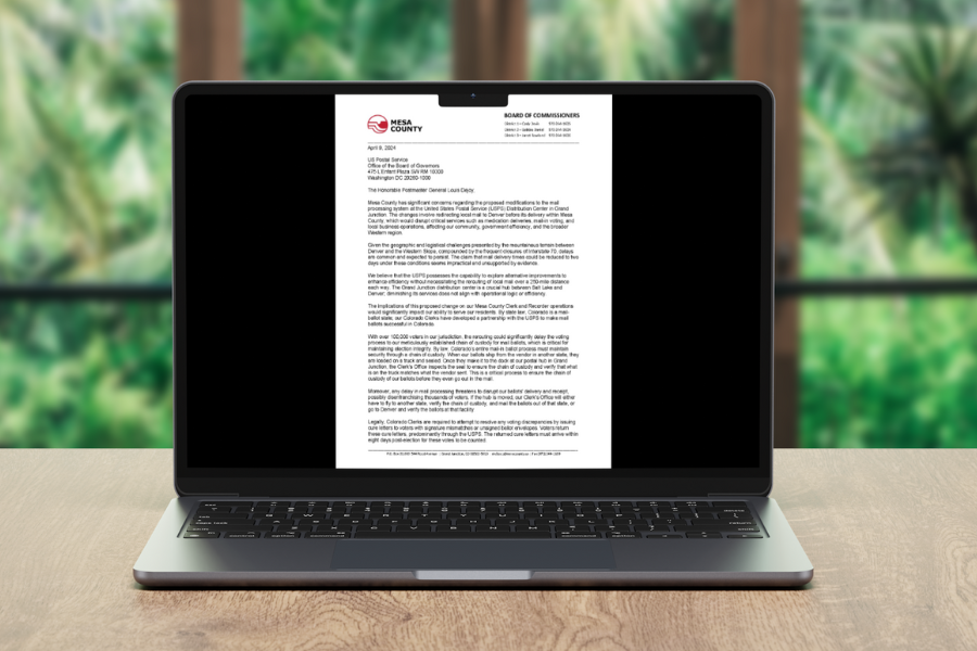 A letter displayed on a computer screen